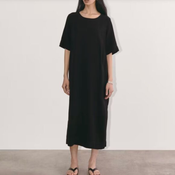 NWT Everlane Black Relaxed T-Shirt Dress in Buttersoft XL - Picture 2 of 5